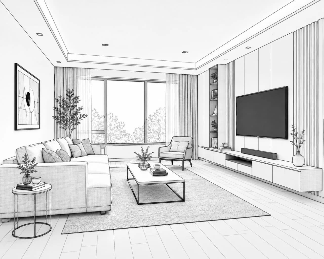 Original black-and-white living room design
